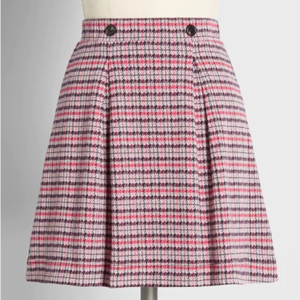 New ModCloth retro vintage plaid pleated mini skirt